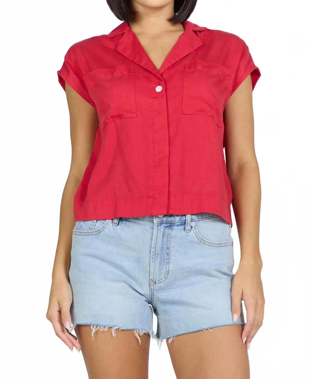NEW DEAR JOHN DENIM cruz button up top in salsa